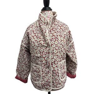 Floral Print Contrast Edge Stand Neck Coat quilted vintage coat dokoto  medium